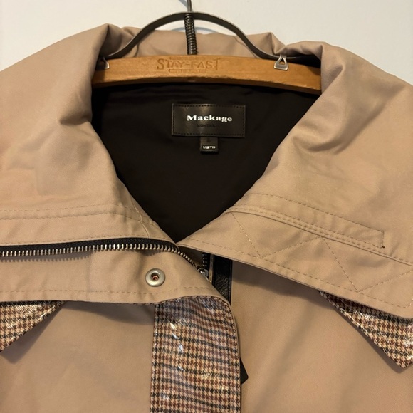 Mackage Montreal Beige Houndstooth Trim Coat Women’s XS - Picture 2 of 7